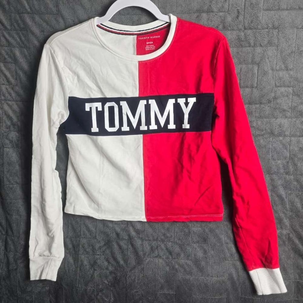 Tommy Hilfiger Red and White Long Sleeve Shirt